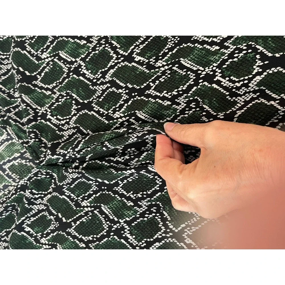 00061 - Michael Kors Green Snake Print Cold Shoulder Blouse‎ Top XL